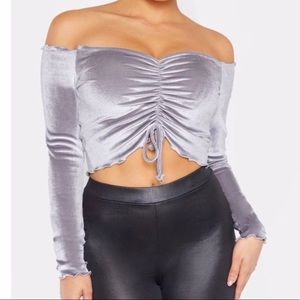 Cropped, Velvety, Night Out Shirt